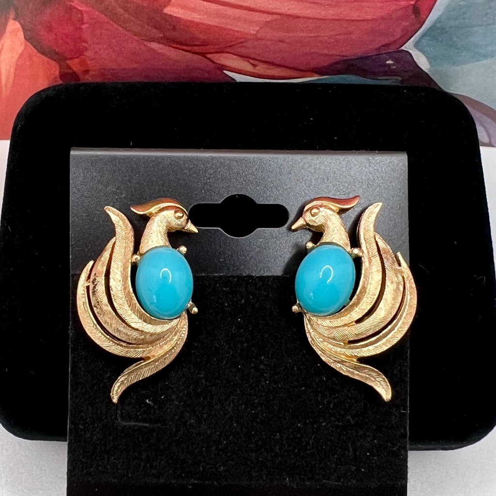 Avon Bird Of Paradise Clip Earrings 1969